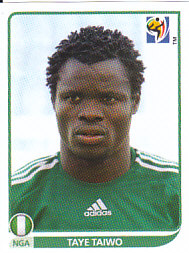 Taye Taiwo Nigeria samolepka Panini World Cup 2010 #129